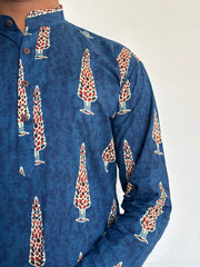Blue Cypress Hand Block Printed Long Kurta